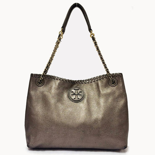 Tory Burch Marion Silver Leather Shoulder Bag