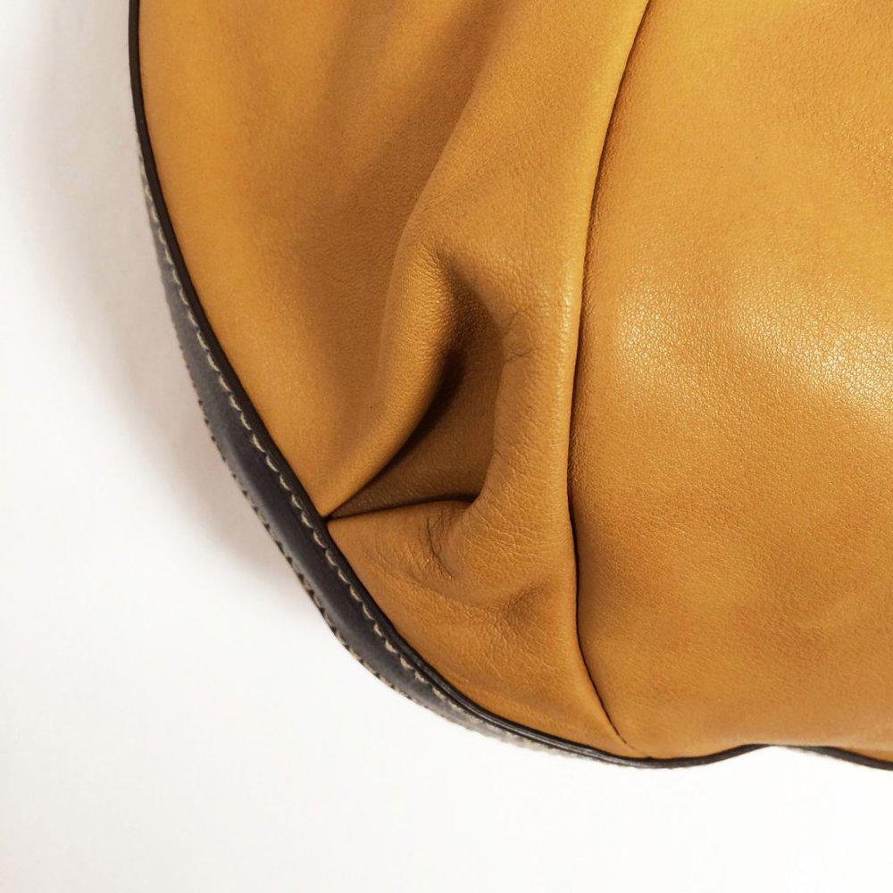 Salvatore Ferrgamo Whip Stitched Tan Leather Satchel
