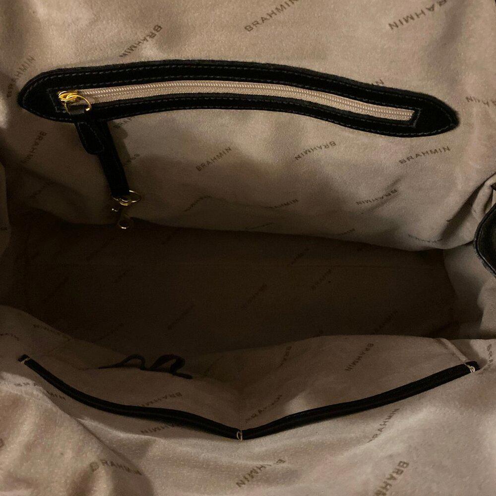 Brahmin Sara Rose Black Tuscan Leather Satchel Bag