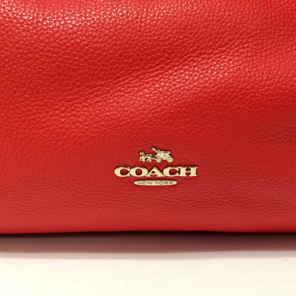 COACH 33547 Edie Pebbled Leather Coral Bag