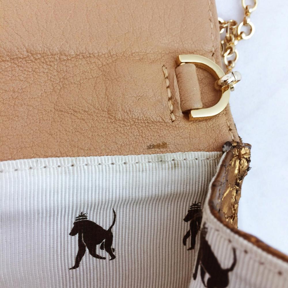 BE & D Snake Embossed Leather Clutch
